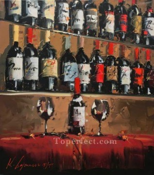 Naturaleza muerta Painting - Wine Bar 1 Kal Gajoum decoración de bodegones